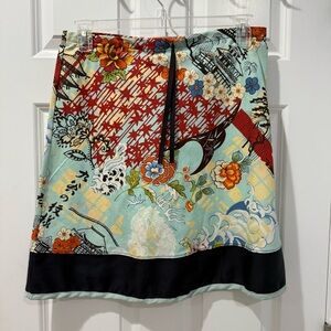 Magnolia A-Line Skirt - Multicolor Floral and Abstract Design